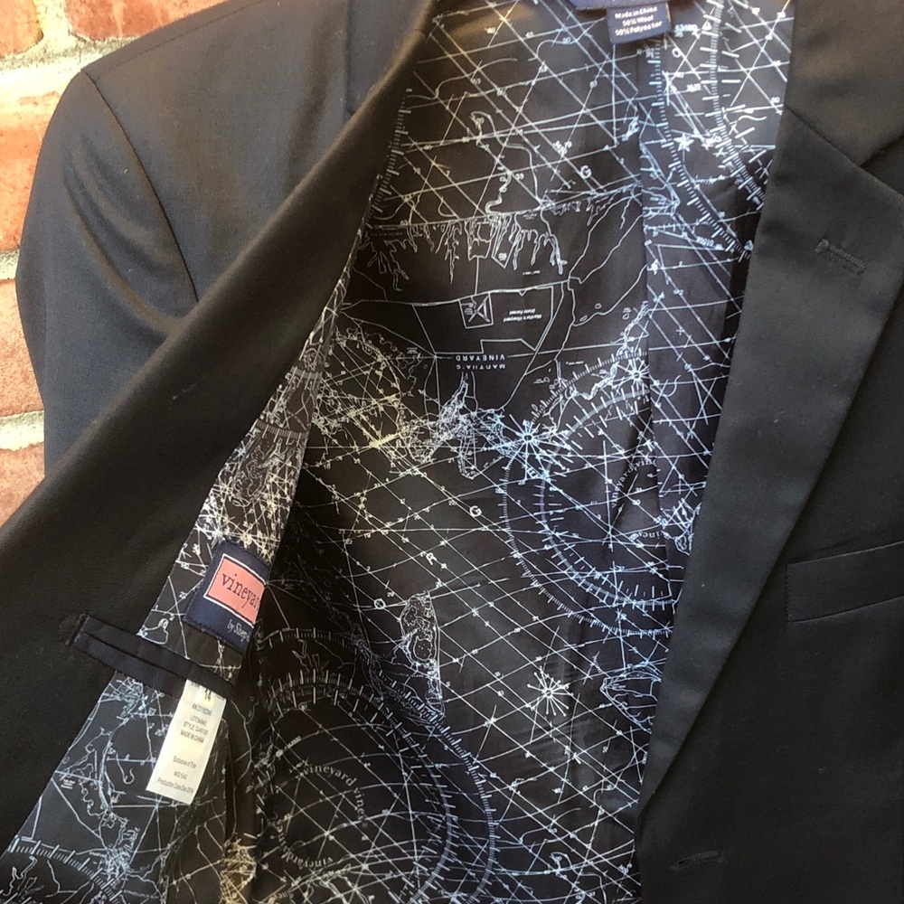 Vineyard Vines Dark Navy Blazer with Patterned Lining